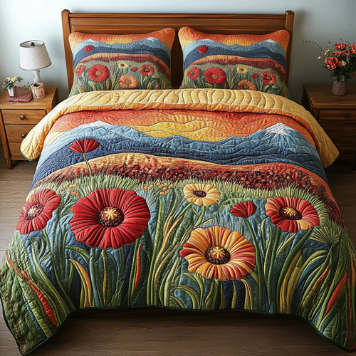 Poppy Dreams 3-Piece Quilted Bedding Set NCU0VH4319