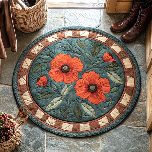 Poppy Fields Forever Quilted Round Mat NCU0XD137
