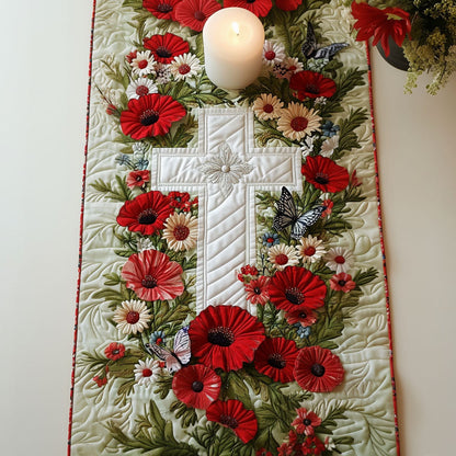 Poppy Fields of Valor Quilted Table Runner NCU0PT4340
