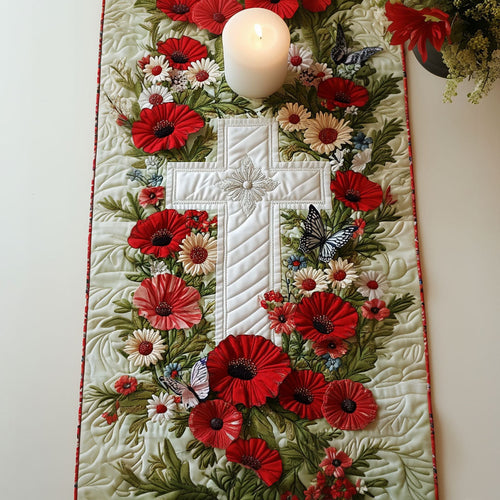 Poppy Fields of Valor Quilted Table Runner NCU0PT4340