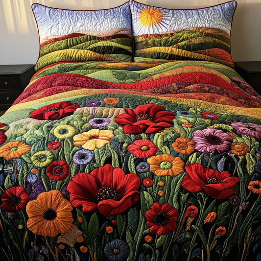 Poppy Garden Delight 3-Piece Quilted Bedding Set NCU0PT5760