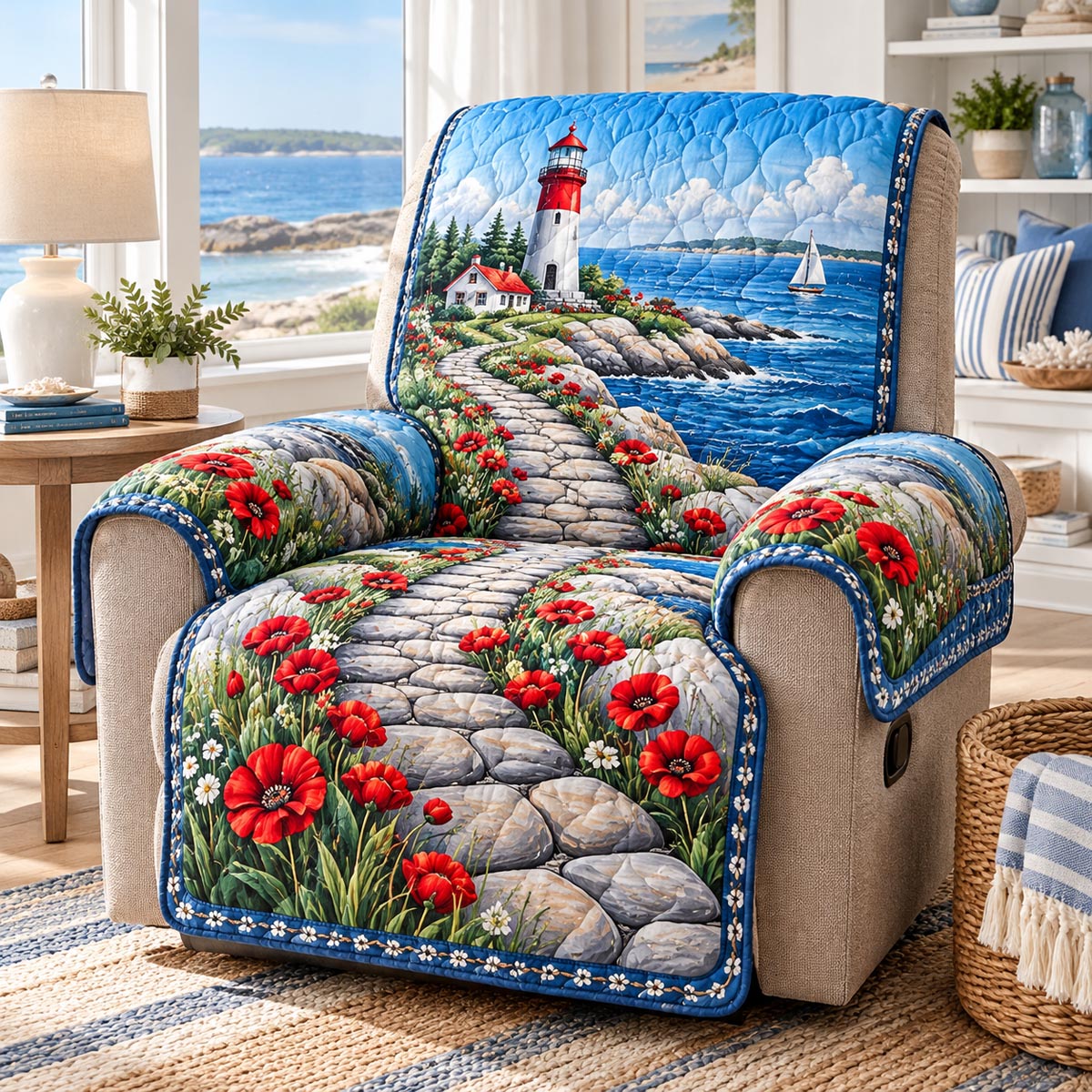 Poppy Lighthouse Coast Quilted Sofa Cover NCU0DV10318