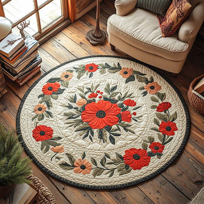 Poppy Meadow Breeze Quilted Round Mat NCU0XD139