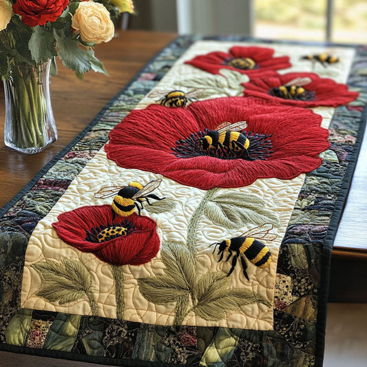 Poppy Meadow Quilted Table Runner NCU0NT4026