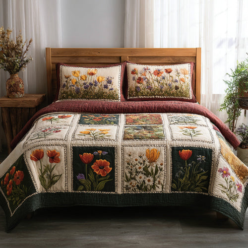 Poppy Panels 3-Piece Quilted Bedding Set NCU0VL3247