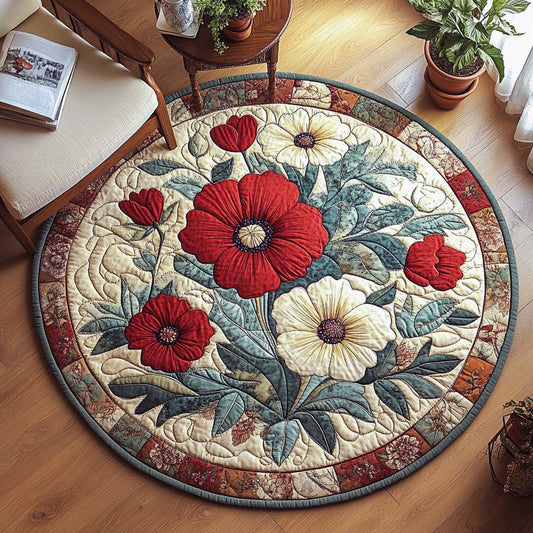 Poppy Petal Charm Quilted Round Mat NCU0XD131