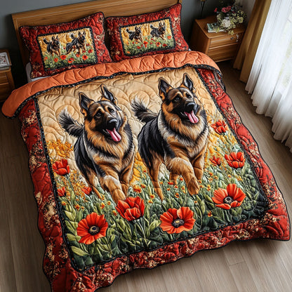 Poppy Playmates 3-Piece Quilted Bedding Set NCU0NT5349