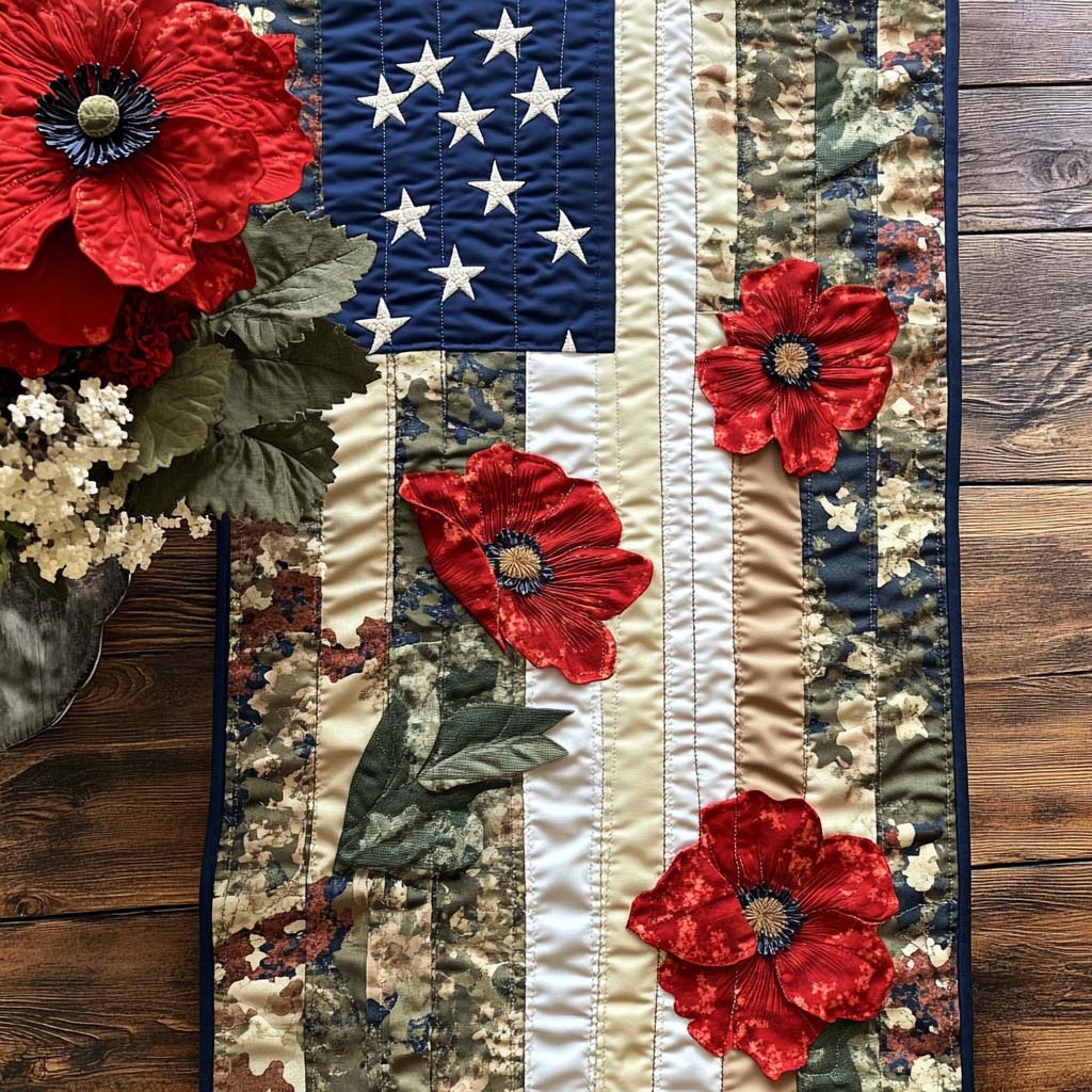 Poppy Tribute Quilted Table Runner NCU0NT7702
