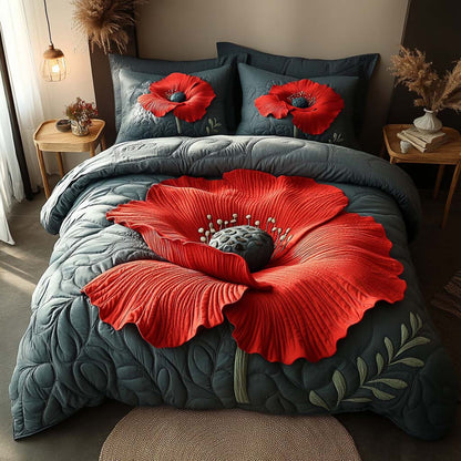 Poppy Twilight 3-Piece Quilted Bedding Set NCU0XD571