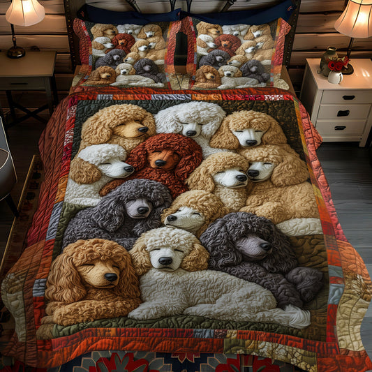Posh Poodles 3-Piece Quilted Bedding Set NCU0PT3007