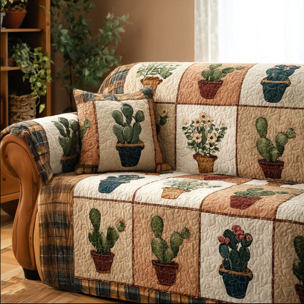 Potted Calm Quilted Sofa Cover NCU0NT12136