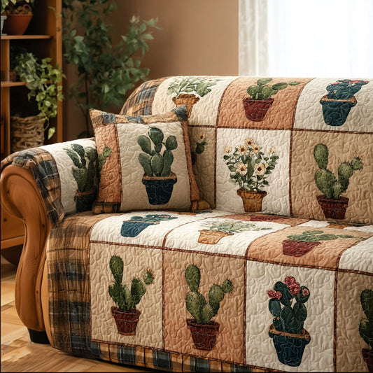 Potted Calm Quilted Sofa Cover NCU0NT12136