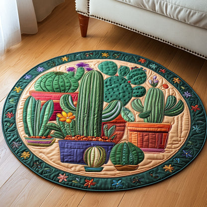 Potted Cactus Garden Quilted Round Mat NCU0NT4459