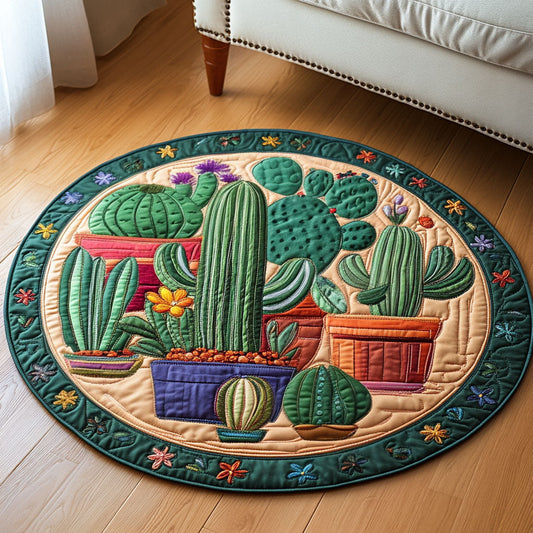 Potted Cactus Garden Quilted Round Mat NCU0NT4459