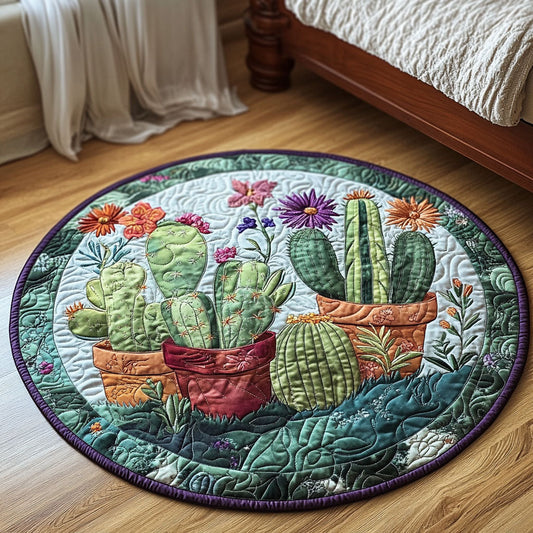 Potted Cactus Quilted Round Mat NCU0NT4460