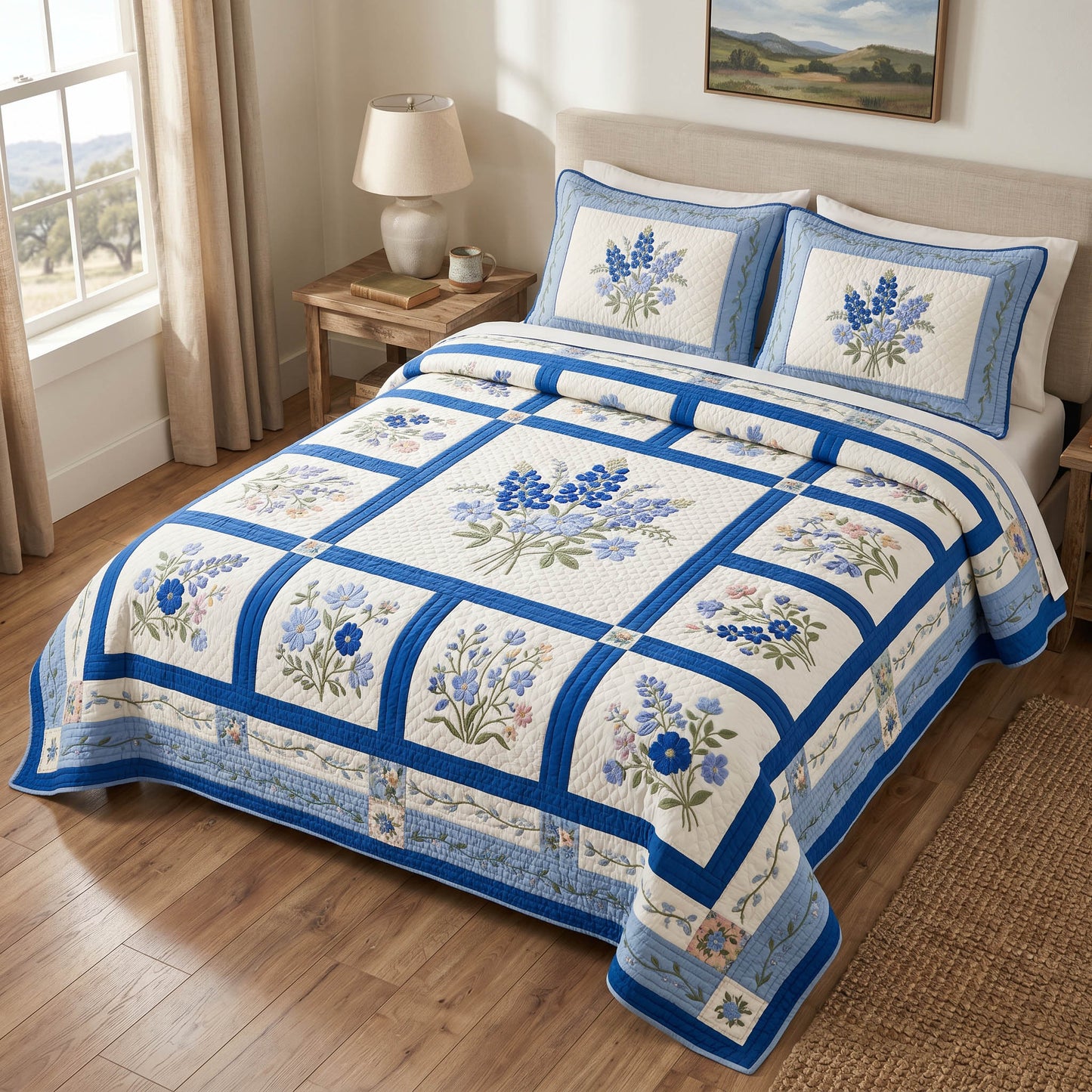 Prairie Bloom 3-Piece Quilted Bedding Set NCU0TD2776