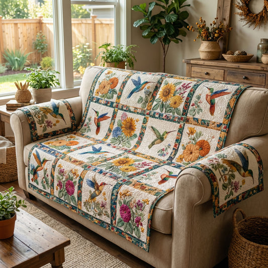Prairie Flower Harmony Quilted Sofa Cover NCU0PT11476
