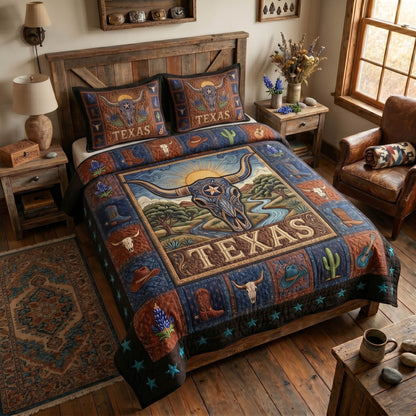 Prairie Horns 3-Piece Quilted Bedding Set NCU0TD2767