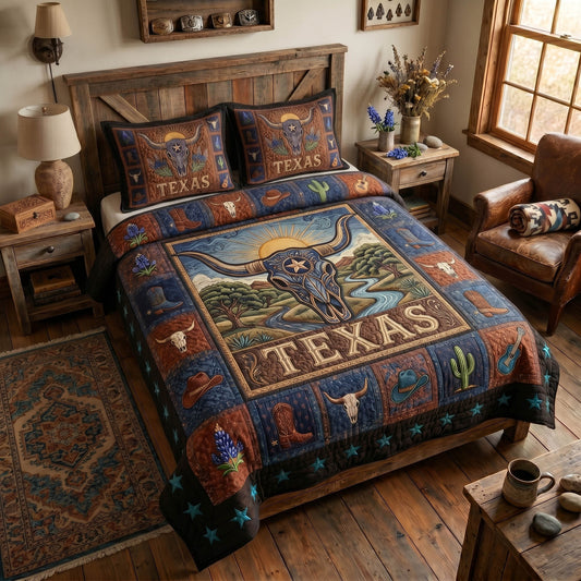 Prairie Horns 3-Piece Quilted Bedding Set NCU0TD2767