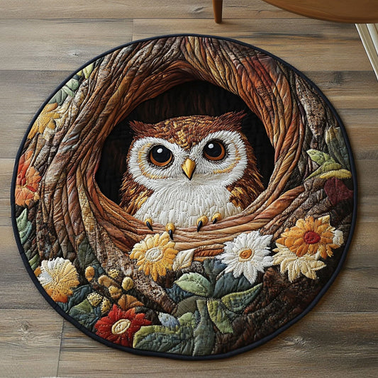 Prairie Owl Charm Quilted Round Mat NCU0PT4799