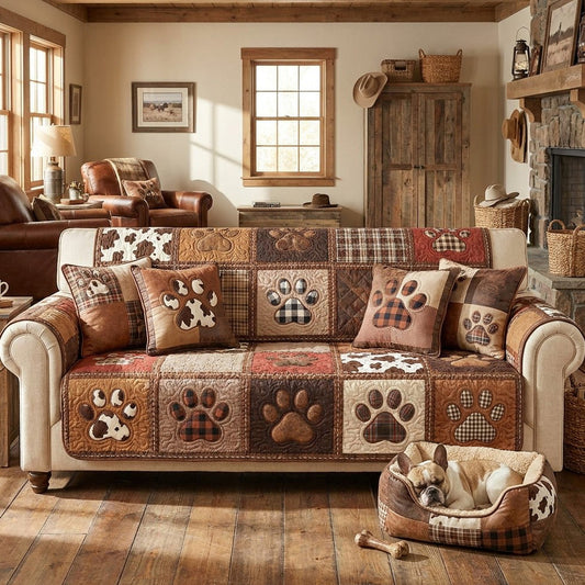 Prairie Paws Quilted Sofa Cover NCU0TV1958