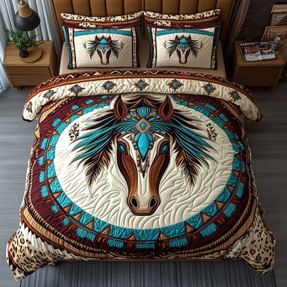 Horse 3-Piece Quilted Bedding Set NCU0VT82