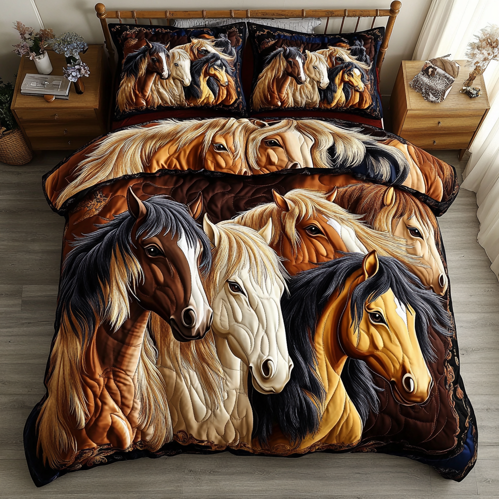 Prancing Meadows 3-Piece Quilted Bedding Set NCU0DK3764