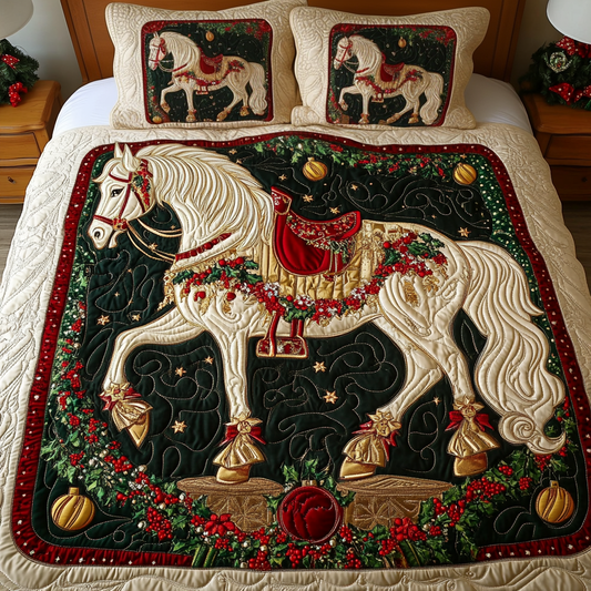 Prancing Noel 3-Piece Quilted Bedding Set NCU0VH1142