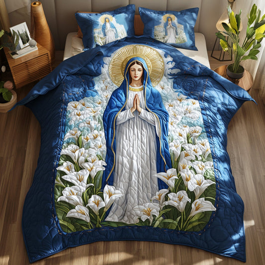 Prayers in Lily Garden 3-Piece Quilted Bedding Set NCU0PT2535