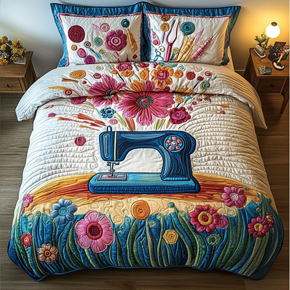 Precision Sewing Machine 3-Piece Quilted Bedding Set NCU0DK8014
