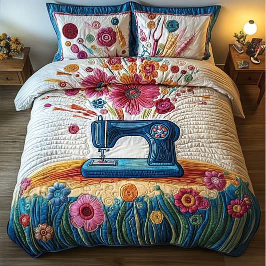 Precision Sewing Machine 3-Piece Quilted Bedding Set NCU0DK8014