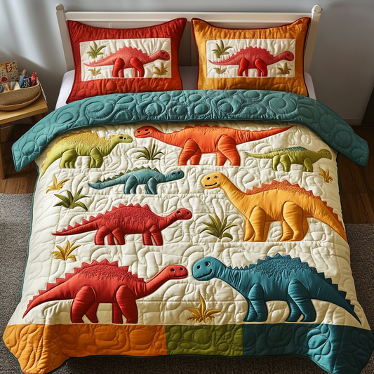 Prehistoric Pals 3-Piece Quilted Bedding Set NCU0VH3617