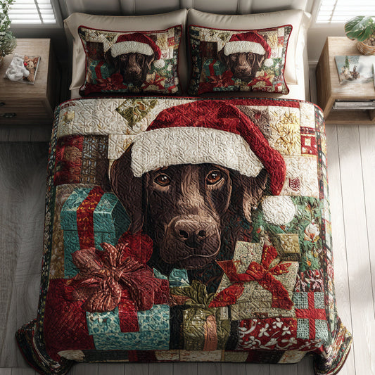 Present Labrador Retriever 3-Piece Quilted Bedding Set NCU0HH389