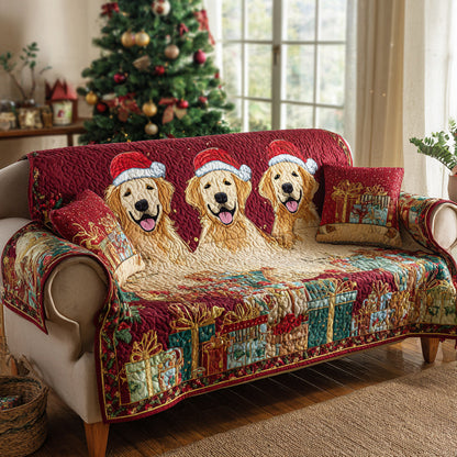 Presents Golden Retriever Quilted Sofa Cover NCU0HH980