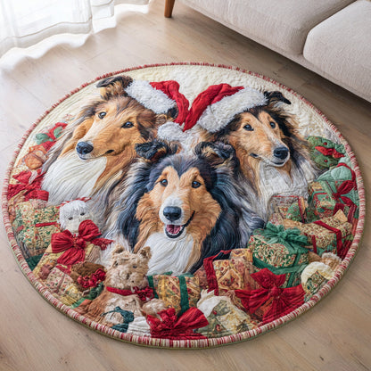Presents Shetland Sheepdog Quilted Round Mat NCU0HH1306
