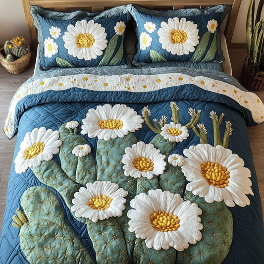 Prickly Blossom 3-Piece Quilted Bedding Set NCU0DK6618