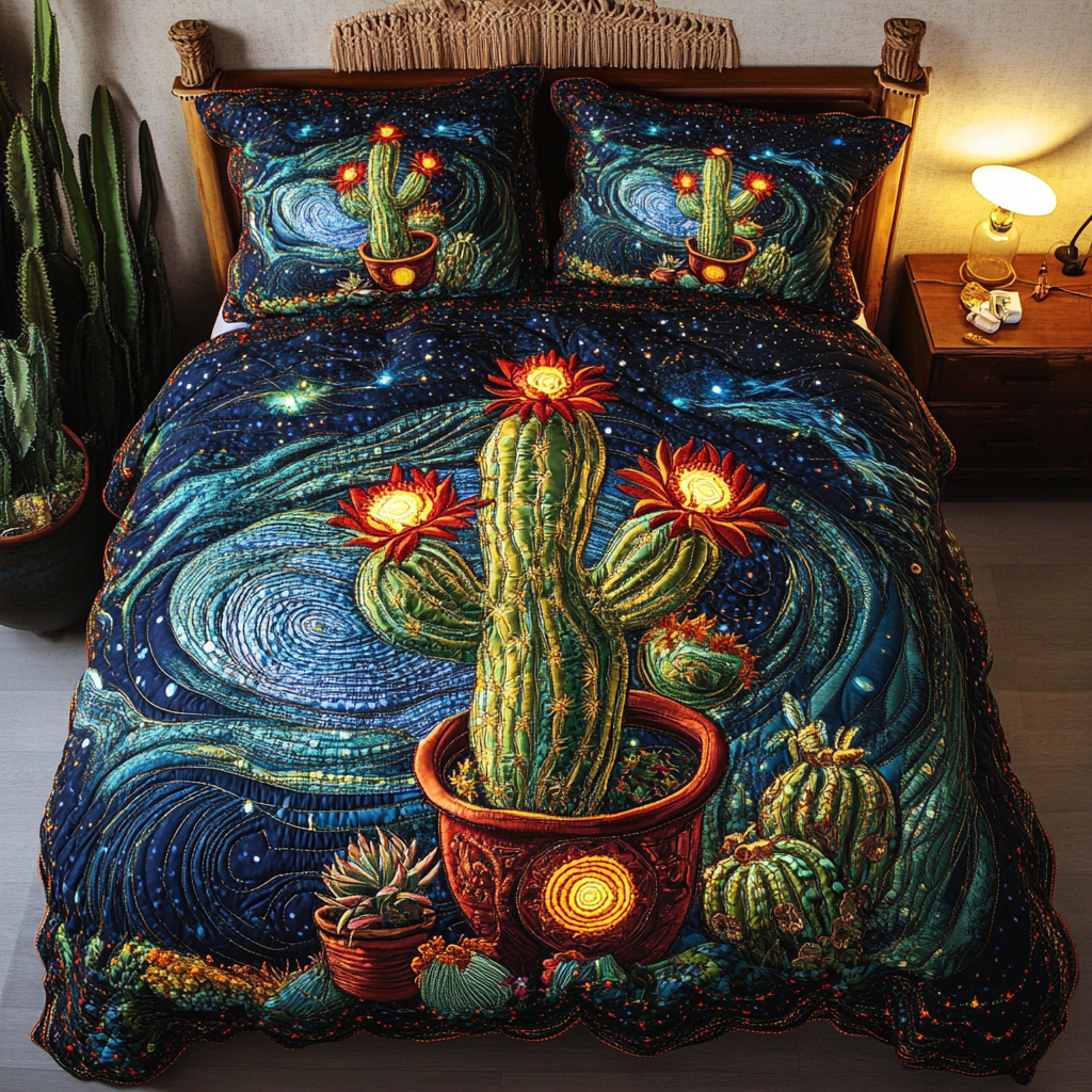 Prickly Charm 3-Piece Quilted Bedding Set NCU0DK4623