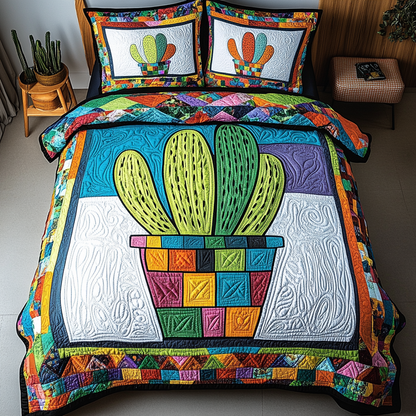 Prickly Charm 3-Piece Quilted Bedding Set NCU0DK4829