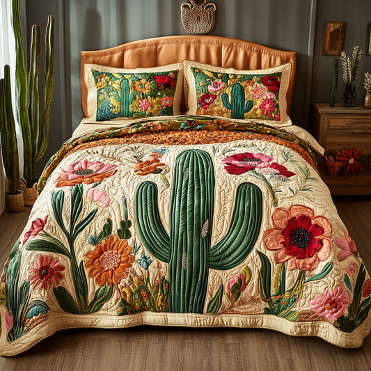 Prickly Garden 3-Piece Quilted Bedding Set NCU0VH5874