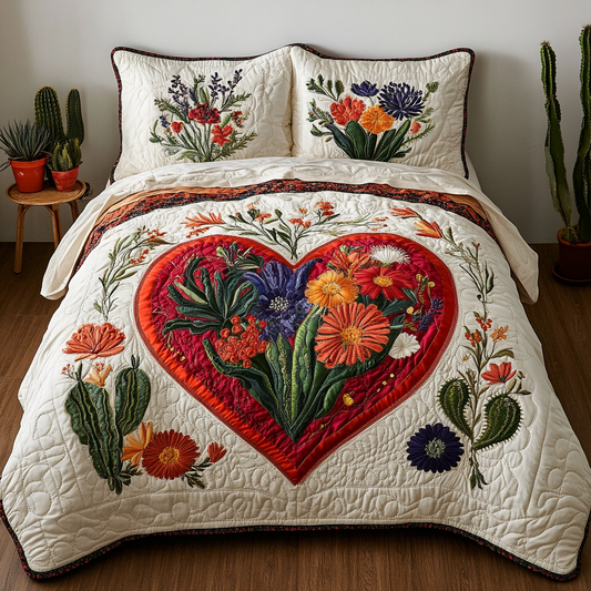 Prickly Love 3-Piece Quilted Bedding Set NCU0VH5901