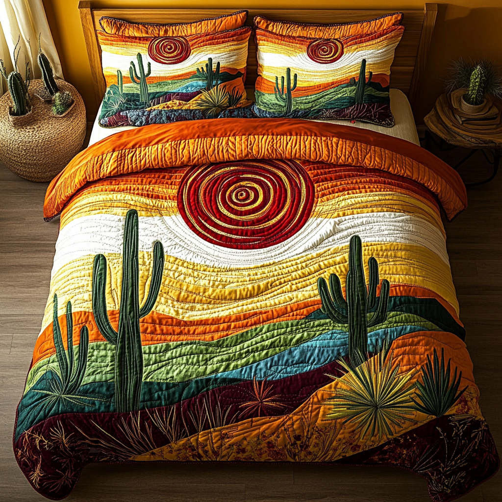 Prickly Paradise 3-Piece Quilted Bedding Set NCU0DK5103