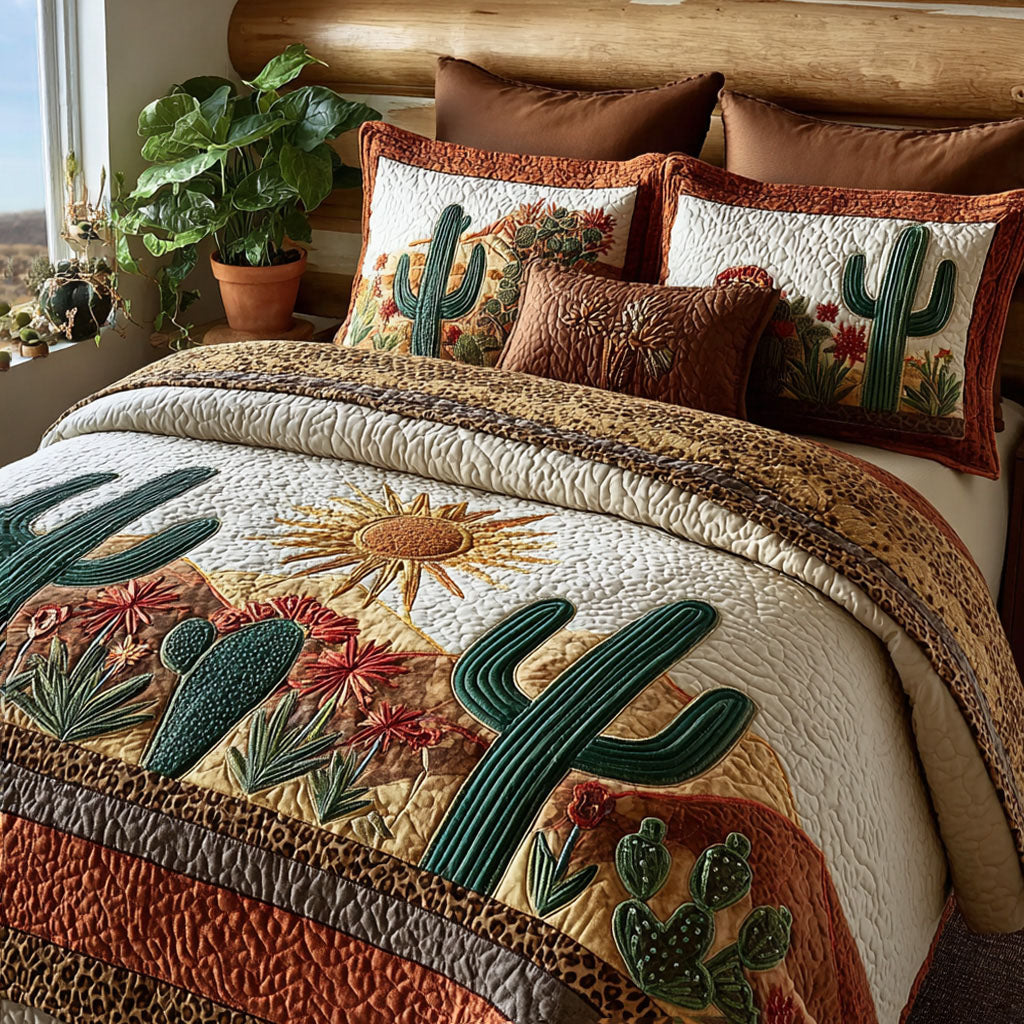 Prickly Pear Paradise 3-Piece Quilted Bedding Set NCU0PT11762