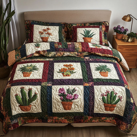 Prickly Pear Patch 3-Piece Quilted Bedding Set NCU0PT5286