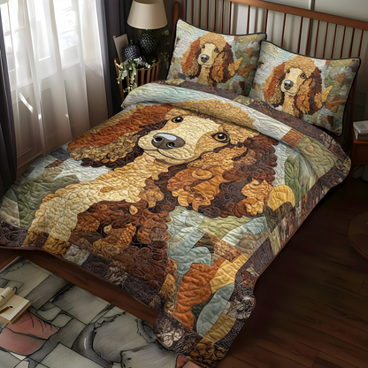 Primped Poodle 3-Piece Quilted Bedding Set NCU0DK1700