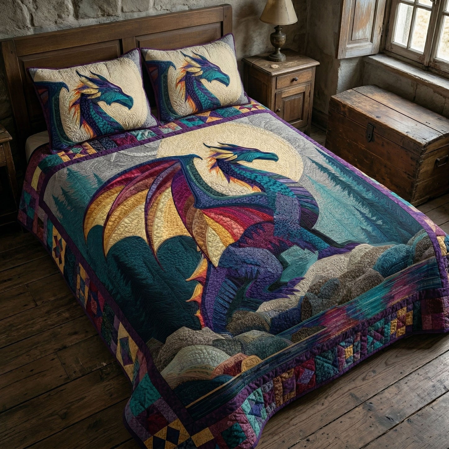 Prism Dragon 3-Piece Quilted Bedding Set NCU0NT12675