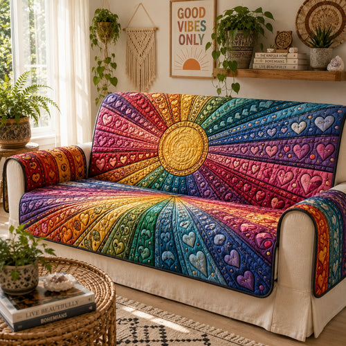 Prismatic Heartburst Quilted Sofa Cover NCU0VL3866
