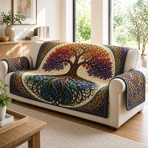 Prismatic Yggdrasil Branches Quilted Sofa Cover NCU0VL3838