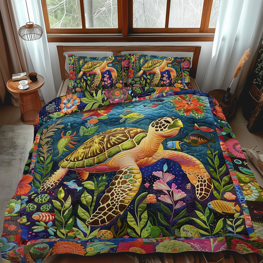 Pristine Turtles 3-Piece Quilted Bedding Set NCU0VL260