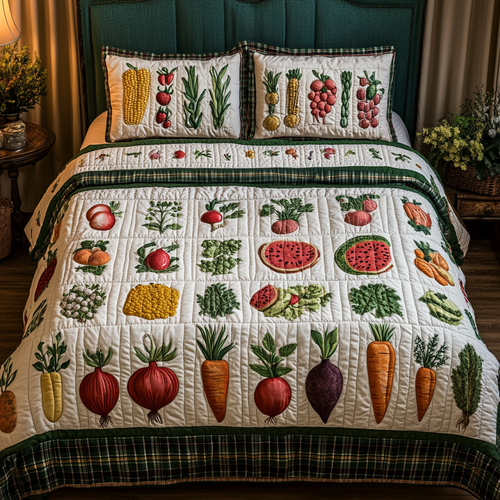 Produce Plush 3-Piece Quilted Bedding Set NCU0VH3548