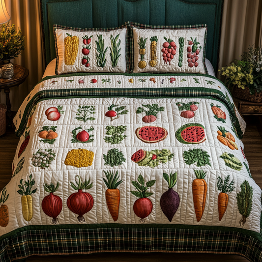 Produce Plush 3-Piece Quilted Bedding Set NCU0VH3548